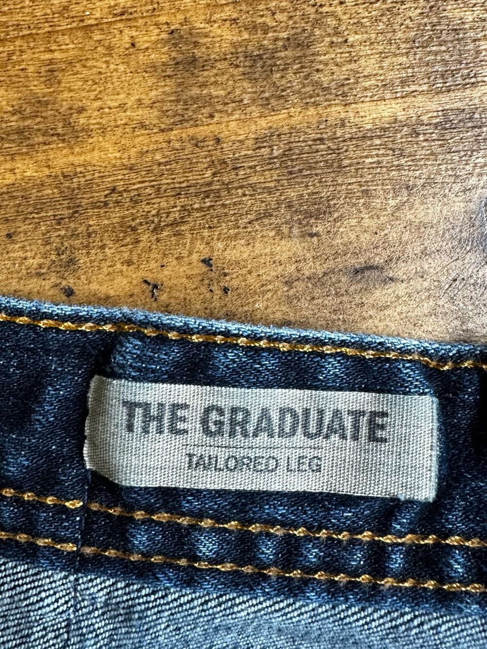 AG Adriano Goldschmied Slim Straight Jeans in Deep Blue with Brown Patch - Picture 5 of 7